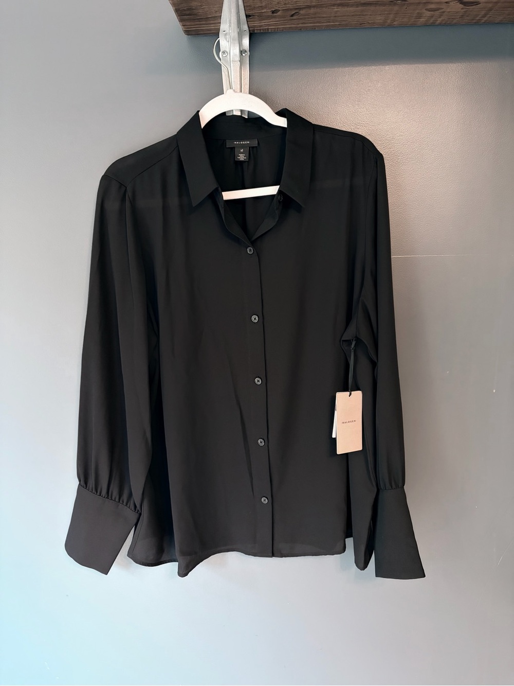 Lightweight Black Button-Front Blouse - Women's Top, XL